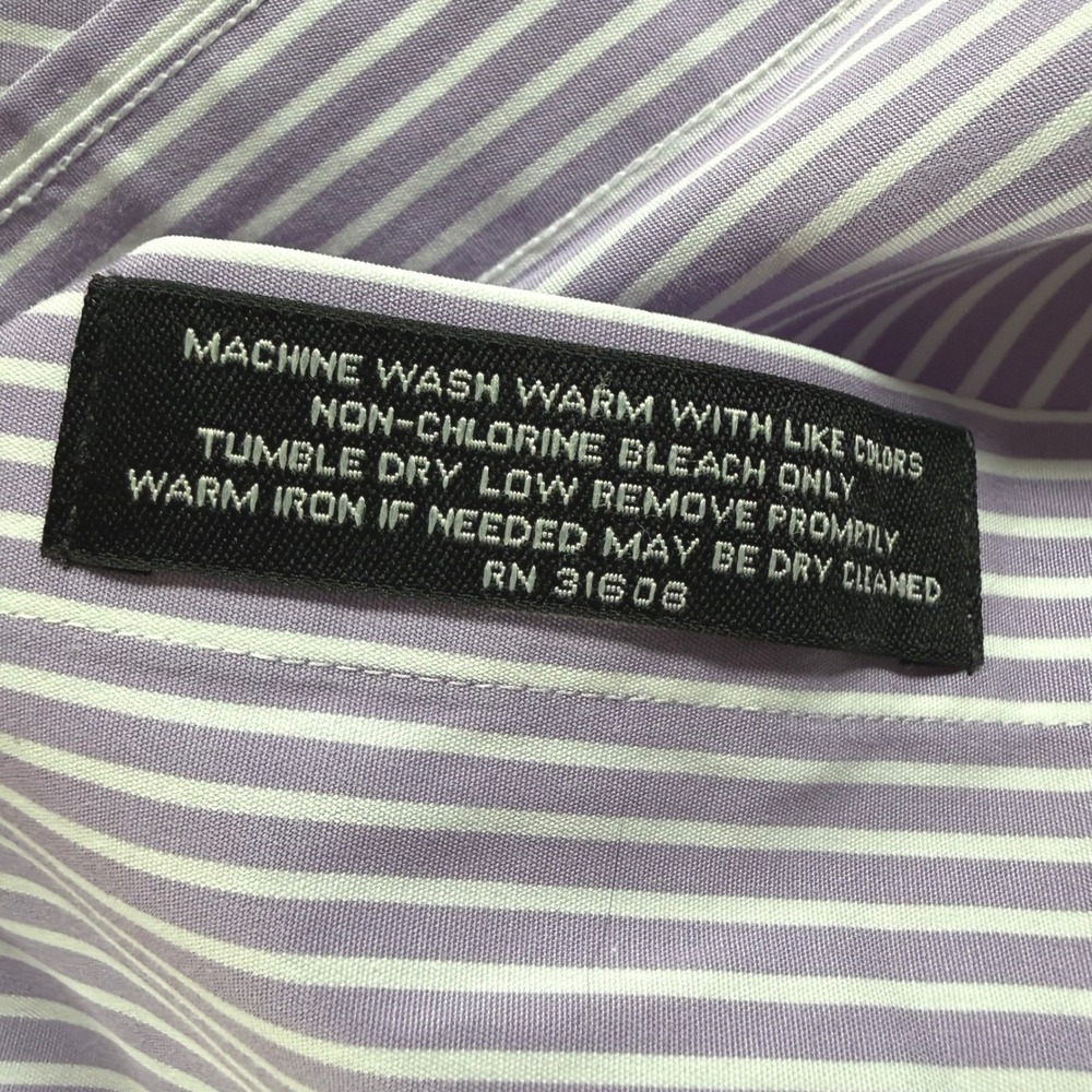 Jos. A. Bank 17.5-34 Traveler's Collection Button Down Striped Purple White - Picture 6 of 6